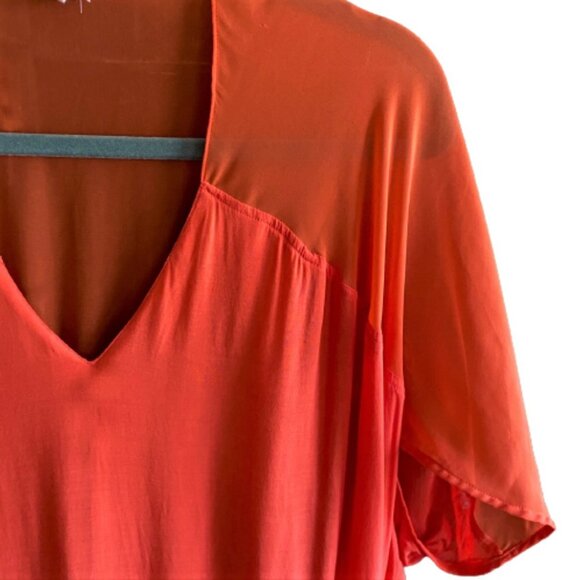 Helmut Lang Oasis Draped Voile Chiffon Dress in Anemone (Orange) - Picture 7 of 16